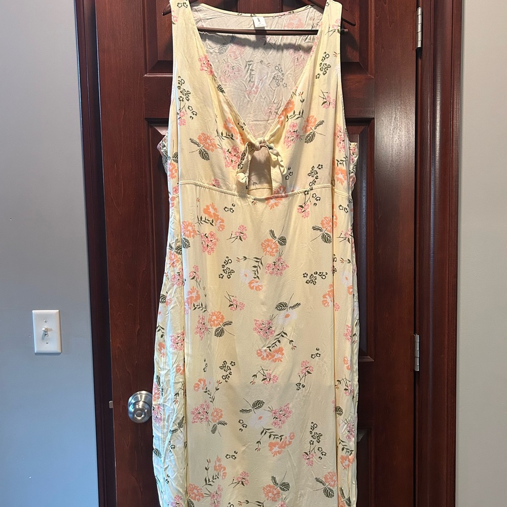 NWT-Abound Floral Midi Dress 4X Plus Size Tie Front Sleeveless Boho